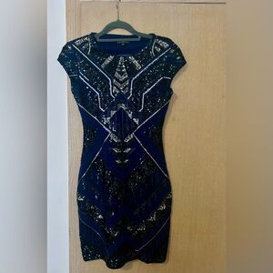 Express Navy and Silver Sequin Dress